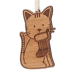 Meow-y Christmas Wood Ornament