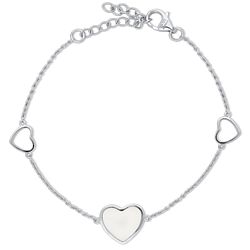 Sterling Silver Open Heart Fashion Charm Bracelet