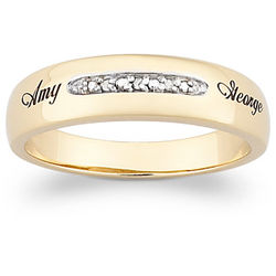 18k Gold Over Sterling Couple's Diamond Name Eternity Band