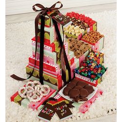 Striped Sweets and Snacks Gift Tower