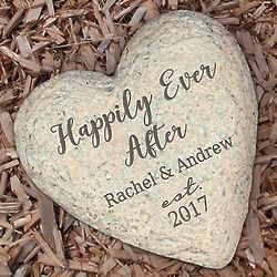 Personalized Small Happily Ever After Heart Garden Stone