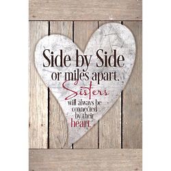 Side By Side Sisters Wooden Heart Plaque