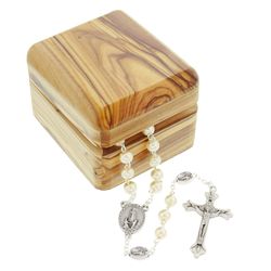 Our Lady of Fatima Olivewood Box & Rosary