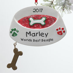 Personalized Dog Bowl Christmas Ornament