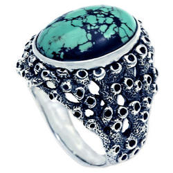 Men's Living Coral Turquoise Ring