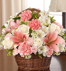Peace, Prayers & Blessings Pink and White Floral Bouquet - FindGift.com
