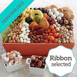Signature Nuts, Sweets & Snacks Gift Box with Personalized Ribbon
