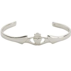 Silver Claddagh Cuff Bracelet