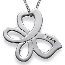 Personalized Floating Butterfly Necklace in Sterling Silver