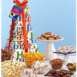 Big Happy Birthday Sweets and Snacks Gift Tower