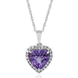 Amethyst and Lab-Created White Sapphire Heart Pendant in Silver