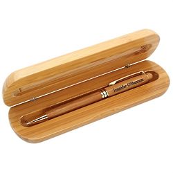 Engraved Bamboo Wood Pen and Box
