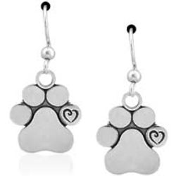 Unconditional Love Paw Print Sterling Silver Earrings