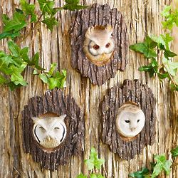 3 Realistic Owl Garden Sculptures