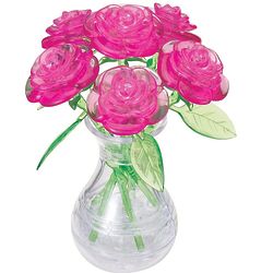 Pink Roses in Vase 3D Crystal Puzzle