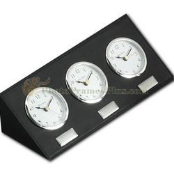 Multi Time Zone Clock in Leather