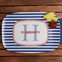 Personalized Anchors Aweigh Melamine Serving Platter