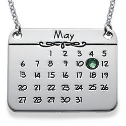 Personalized Birthstone Calendar Necklace in Sterling Silver