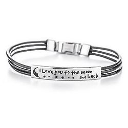 I Love You to the Moon and Back Black Bracelet