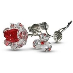Red Crystal Milano Rose with Pewter Stem