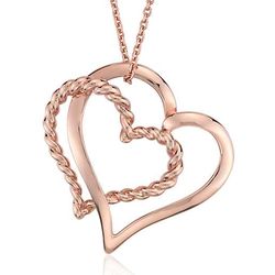 Twisted Hearts Pendant in 14 Karat Rose Gold