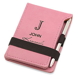 Personalized Leatherette Notepad and Pen in Pink