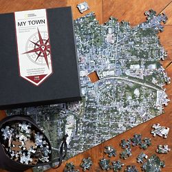 My Town Personalized Aerial Map Jigsaw Puzzle