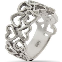 16 Hearts Sterling Silver Ring