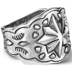 Sterling Silver Star Design Band Ring
