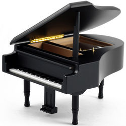 Inspiring 22 Note Black Lacquer Grand Piano Music Box