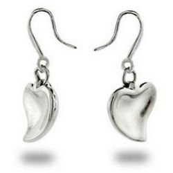 Designer Style Sterling Silver Carved Heart Earrings