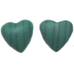 Simulated Malachite Heart Magnetic Earrings