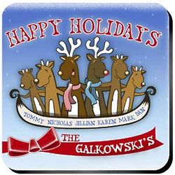 Personalized Reindeer Family Coaster Set