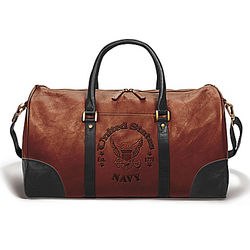 US Navy Leather Duffel Tote Bag