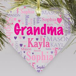 Grandma's Personalized Heart Word-Art Ornament