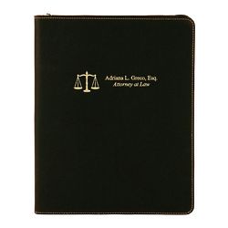 Lawyer's Personalized Portfolio with Notepad in Black Leatherette