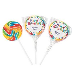 Personalized Birthday Celebration Swirl Pops