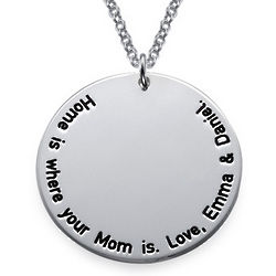 Mother's Personalized Sterling Silver Circle Pendant