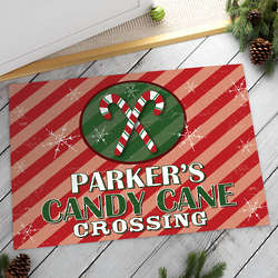 Candy Cane Crossing Personalized Doormat