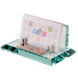Executive Glass Business Card Holder with Name Plate