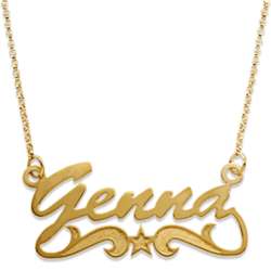 Gold Over Sterling Name Necklace with Star Tail