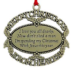Personalized Gold Plated Merry Christmas from Heaven Ornament