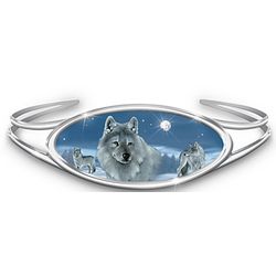 Wolf Art Bracelet with Swarovski Crystal