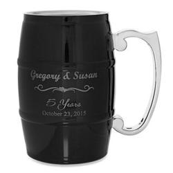 Personalized Anniversary Steel Barrel Black Beer Mug