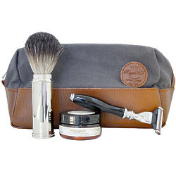 3 Piece Shaving Set with Razor and Badger Hair Brush
