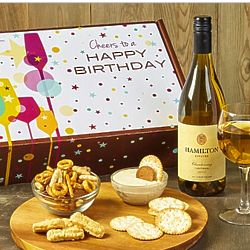 Happy Birthday! White Wine and Gourmet Gift Box