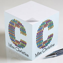 Crayon Letter Personalized Teacher Notepad Cube