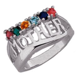 Mother's Rhodium Plated Circle of Life Birthstone Ring
