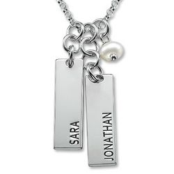 Mother's Personalized Jewelry with Kids' Names and Hanging Stone