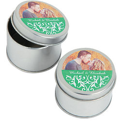Personalized Emerald Swirl Custom Photo Metal Containers